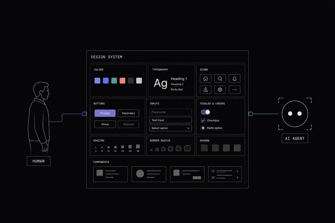 A design system read by both a human and an AI agent from one shared source.